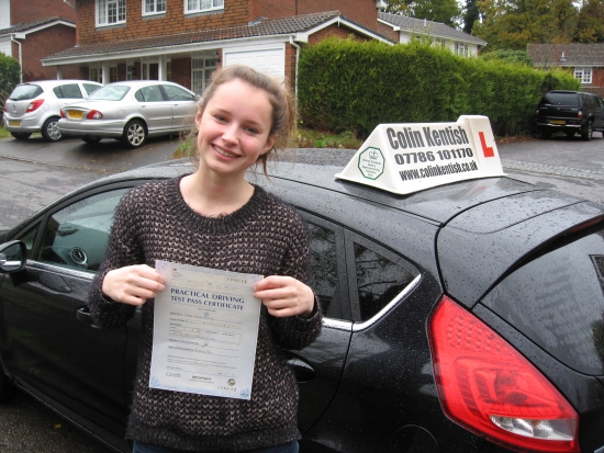 21 November 2013 - Sophie passed 1st time with only 4 minor driving faults Well done Sophie that was an excellent result<br />
<br />

<br />
<br />
Thanks Colin I couldnacute;t have done it without you Sophie