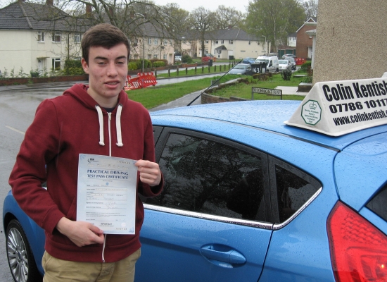 25 April 2012 - Conor passed first time in the pouring rain with only 6 minor driving faults Well done Conor that was a really good result in difficult conditions<br />
<br />

<br />
<br />
Colin was very reliable friendly and I wouldnt hesitate in recommending him to anyone He was very patient made me feel relaxed during my lessons and well-prepared for my test Thanks Colin