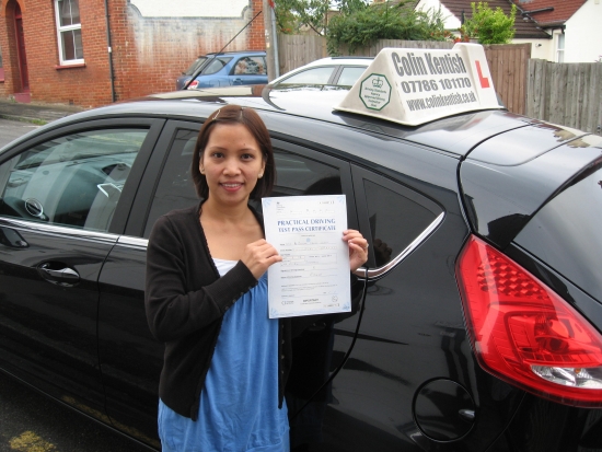 26 September 2013 - Weng passed 1st time with only 4 minor driving faults Well done Weng that was a great result<br />
<br />

<br />
<br />
Many thanks again Colin for helping me pass my test 1st time You are always patient give clear instructions and Iacute;m very glad I chose you to be my Instructor Iacute;ll make sure to pass your reference to anyone I know who wants to learn to drive Weng