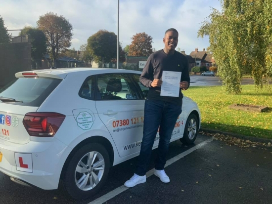 Great Driving Tom. Congratulations. 18th October 2019 at Watnall Test Centre