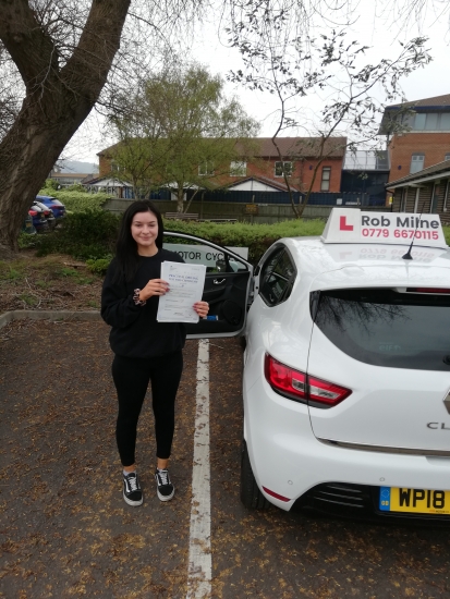 Many congratulations to a delighted Holly Trueman of Clevedon on an excellent drive and well deserved 1st time pass at Weston-super-Mare on 24th April 2019