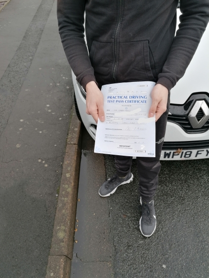 Many congratulations to a very happy Jared Evans of Clevedon on an excellent drive and well deserved 1st time pass at Weston-super-Mare on 28th December 2020