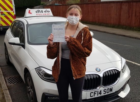 Many Congratulations Katie, From All Of Us Here At ‘cf14 School Of Motoring’!<br />
<br />
Fantastic Drive Today, Just 2 Minors – And Driving Through A Red Traffic Light On Test - But Still Passing! 🤔<br />
Thankfully You Only Did This On The Request Of The Examiner, Otherwise You May Still Be There.<br />
<br />
Absolutely Delighted For You – Very Hard Earnt And Deserved, Just Do The Same Now With Your Mocks A