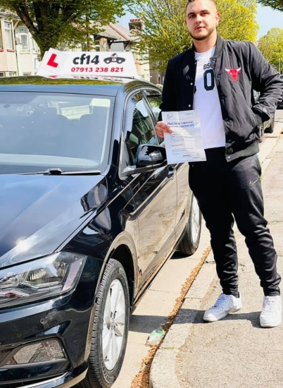 Absolutely smashing drive from Nikky Štibor today at Cardiff DTC, bit of nerves but waiting so long , you don’t want to mess things up. Well done my friend, you’ve done absolutely brilliant today and throughout the lessons we’ve had, you’ve definitely deserved that blue certificate today, CONGRATULATION from all of us at CF14. <br />
Oh and sorry for missing out your cool haircut from the pic,