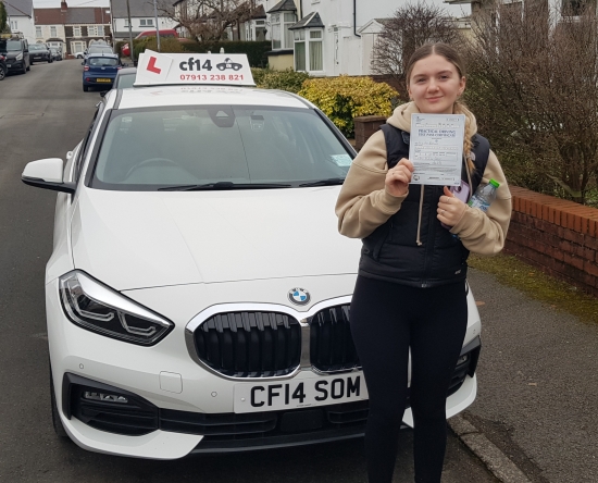 Many Congratulations To Ellie, Passing Today With Just 4 Driving Faults, FAB!<br />
<br />
A Great Driver But Very, Very Nervous. I Really Hope This Gives You The Confidence To Push Yourself In Uni – Where You Can Travel Back And Forth As You Now Have A FULL Driving Licence. 🚘<br />
<br />
A Big Shout Out To BMW In Penarth Rd, As Well – When The Engine Management Light Came On 2 Days Ago, I Feared The Worst An