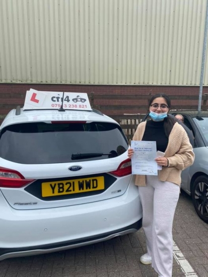 Congratulations to Arooba who passed her practical driving test in cardiff today with only 3 driver faults and can now drive herself to Uni - stay safe xx