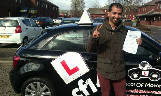 Brilliant Effort - Binoy contacted cf14 School Of Motoring had a weeks full course with Barry and PASSED First Time with no prior professional instruction