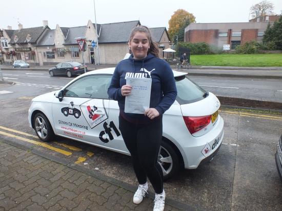 Many, Many Congratulations Andrea, PASSING despite your test being but back 7hrs. You remained calm and focused and passed with ease, now remind me what was the problem with roundabouts, because suddenly they are a distant memory! Well Done from all of us here at cf14 School of Motoring! x