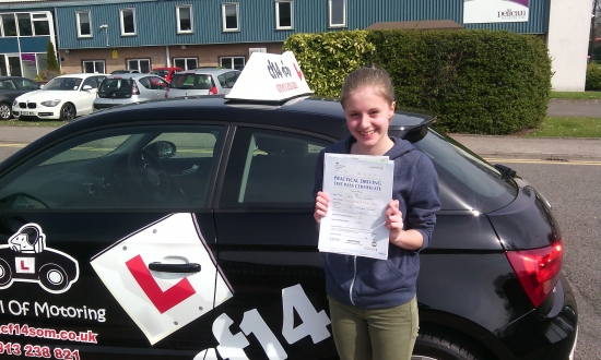 Well Done Carys I think I was more nervous than you An excellent drive you have worked really hard and more than deserved that PASS certificate today