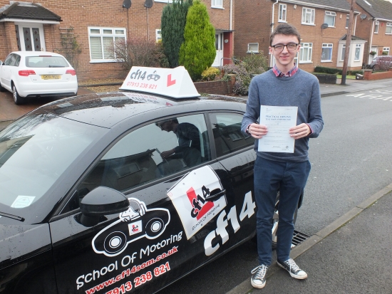 Many Congratulations Charlie, Passing Today 1st Time. Really made up for you, the traffic was a complete nightmare with everybody doing last minute Christmas shopping making the roads manic. Well Done, time to borrow you mum & dads car! Merry Christmas