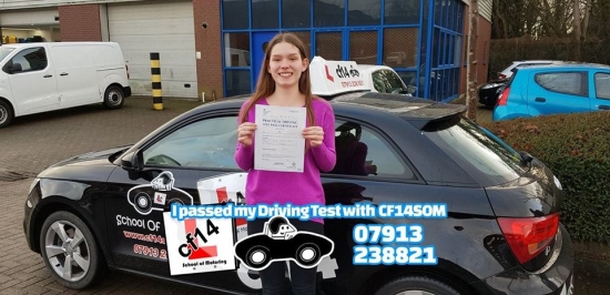 *** Many Congratulations Courtney, From All Of Us At cf14 School Of Motoring ***<br />
<br />
A really nervous day for you, but you managed to keep calm - PASSING with just 5 minors, despite shaking with nerves in the test centre before starting your test! Really WELL DONE, enjoy your freedom and licence when it arrives, Take Care Barry x