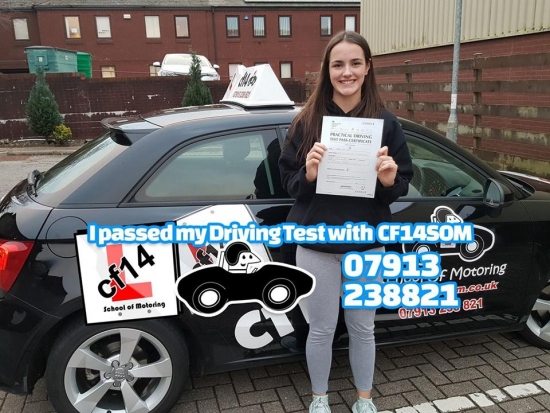 Many Congratulations to Elen, PASSING on her first attempt in Cardiff today with just 3 minors. She was literally the last test of the year from the Cardiff Test Centre at 15:02hrs -with nobody else on test; I wonder what everybody was doing?... Fab drive, great student, look forward to seeing her on PASS PLUS - dont forget Elen, dont tell anybody you have passed until gone midnight, then tell the