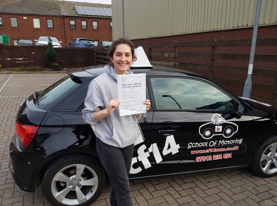 Many Congratulatons To Ellie, PASSING Today On Her First Attempt In Cardiff, With Just 3 Minors. Great Drive, Already Looking Forward To SeeingYou On Pass Plus. 🍾
