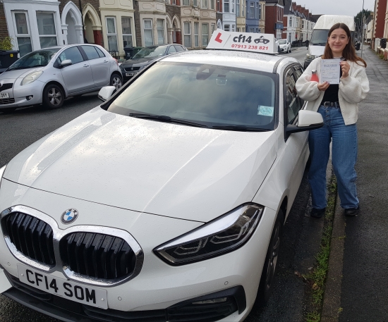 Many Congratulations Ellie, Finishing The Year In Style, Passing Today In Cardiff. 👍<br />
Great Driver & Student, Have A great New Year, And Drive Safely! 🚗<br />
<br />
Best Wishes<br />
<br />
Barry