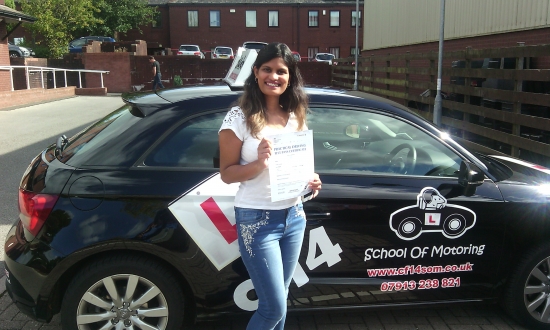 Well Done Erum At last you have that FULL driving licence no more queuing on the bus to get back and forth to work my only question is how are you going to tell your husband without putting him in complete shock that you PASSED today Magnificent very well done and many congratulations