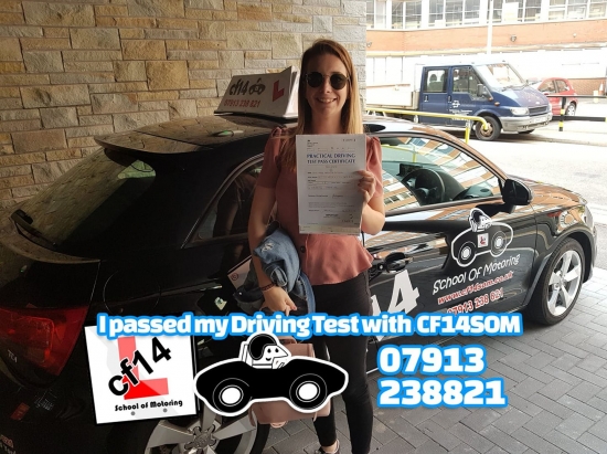 *** Many Congratulations Holly, Passing on your first attempt with cf14 School of Motoring, enjoy the freedom, work today hopefully is a bit brighter and easier knowing you have a FULL driving licence, well done 😎