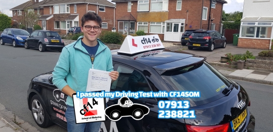 Magnificent, First time PASS with cf14 School of Motoring, with just ONE minor. Brilliant drive, being in the back I couldnt have felt more comfortable. Many Congratulations & Well Done, Good Luck with your studies!