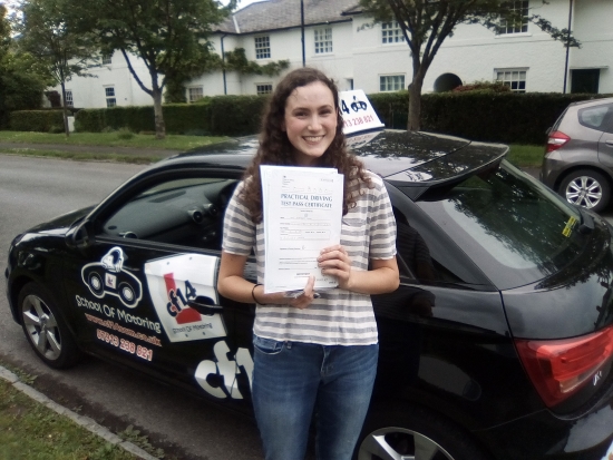 FANTASTIC!<br />
<br />
Made up for you Nia, Really hard test route - no Sat Nav, and to be honest, not the best directions given to you on test, altogether a terrific result! WELL DONE enjoy driving your brothers car whilst he goes to Canada xx
