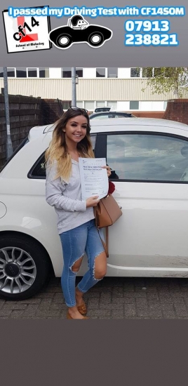 *** Many Congratulations Izzy From cf14 School Of Motoring ***<br />
<br />
Magnificent, Holding Your Nerve & Passing In Cardiff Today With Just 3 Minors & All In Your Own Car!! Great Day For You, Good Luck With Your Job Hunt, Time To Sort Out Some Insurance. Good Luck & Take Care Barry x 😎