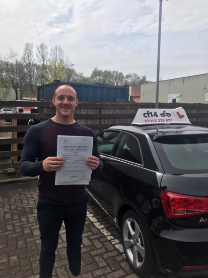 Kyle Sharpe on passing your driving test today in Cardiff - excellent result seeing you had only ever driven in Barry - pleasure to teach - drive safe x