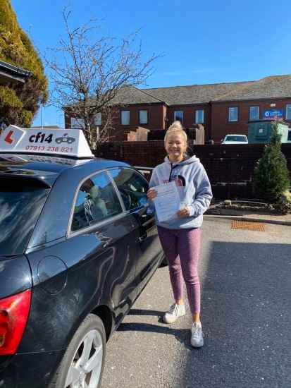 Congratulations Verity on passing your practical driving test in Cardiff today - enjoy your freedom with the new car - drive safe Rebekah x
