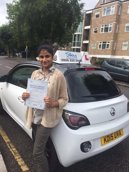 Thank you Shabnam for helping me pass my driving test It was a great experience and I learnt so much I previously was taught by a bigger company and felt I wasted a lot of time not progressing however with Sky I learnt something new each lesson Shabnam was patient encouraging and also firm which I really liked It was very important for her to see me improve every lesson during the lessons I