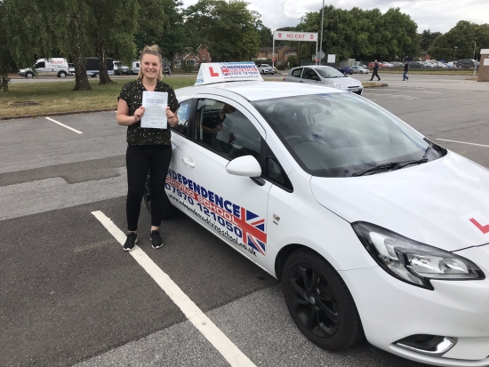 Congratulations Sophie, passed 31/07/2018 <br />
At Watnall test centre