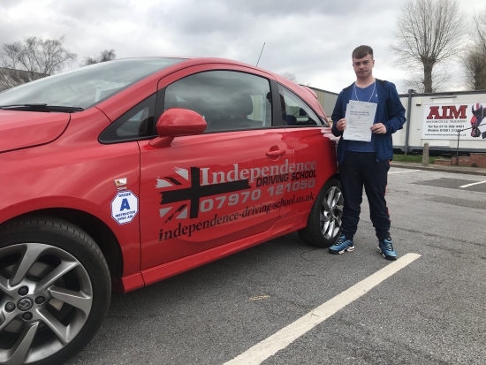 Congratulations Callum passed 27/03/2019 at Watnall test centre