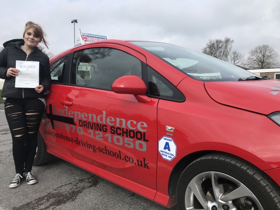 Congratulations Courtney passed 04/04/19 at Watnall test centre