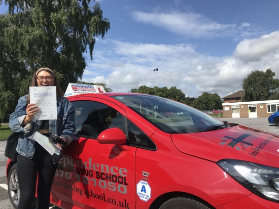 Well done Jess passed at Watnall test centre 19/08/2019