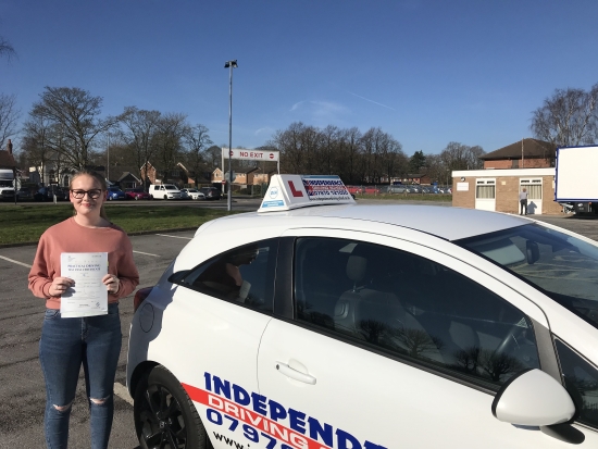 Well done Ciara Passed at Watnall test centre 25/02/2019
