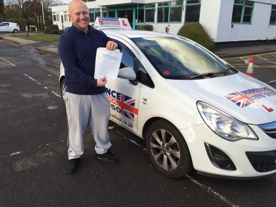 Congratulations Brad passed 12112014 with zero faults at Beeston test centre 