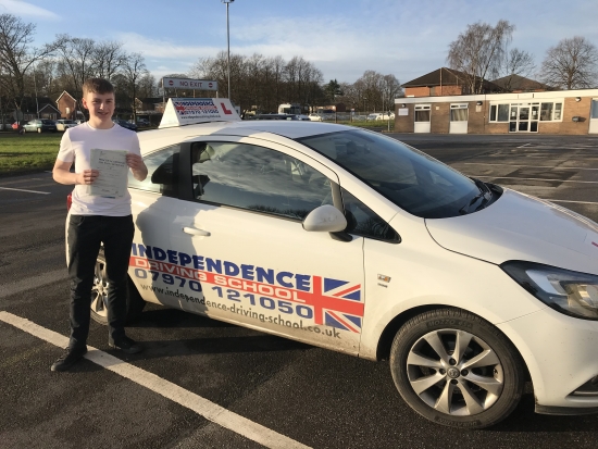 Congratulations Oliver passed first time at Watnall test centre 01122017