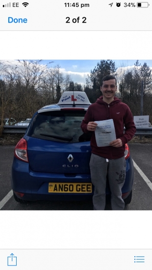 Would highly recommend Paul<br />
<br />

<br />
<br />
Passed First time with only 2 minor faults. I know I wouldn’t have done it without Paul’s calming confident nature