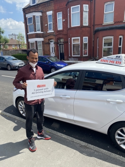 Very well done to Teclu for passing his practical test at Cheetham Hill on 1/7/21.  Happy car hunting.