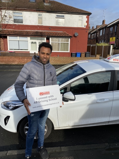 Well done to Abrehaley for passing his practical test in Sale on 27/1/20.