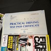 Congratulations for passing your test at Bolton.  Well done Afrodite.