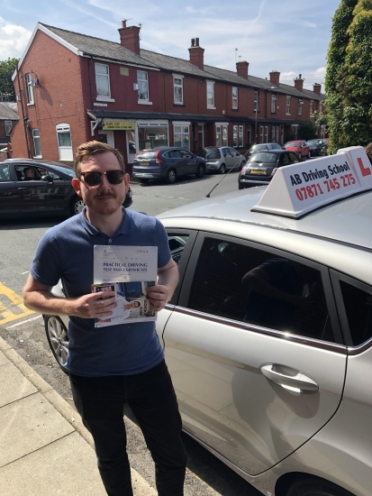 Congratulations goes to Andrew Ryan for passing his practical test in Cheetham Hill on 25/7/18.