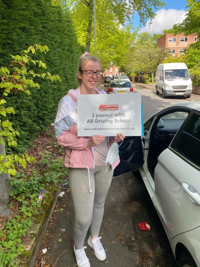 Congratulations to Leah for passing her practical test first time at West Didsbury on 12/5/21