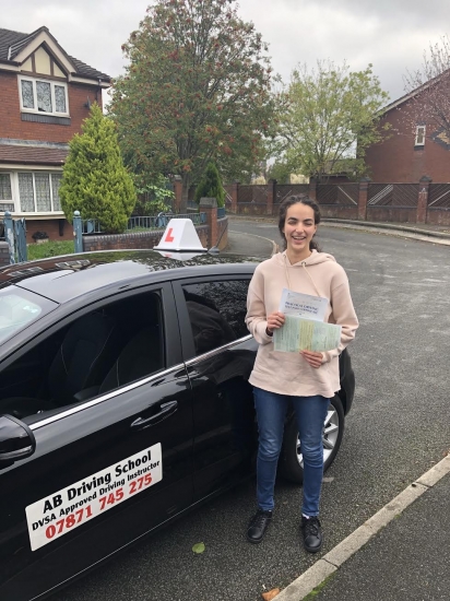 Well done to Madjde Bougherira for passing her practical test at Cheetham Hill first time with just one fault on the 24/10/18.  Excellent result.