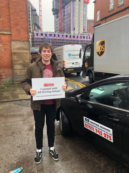 Well done to Matt for passing his practical test in Cheetham Hill on the 3/5/19 with just 2 faults.