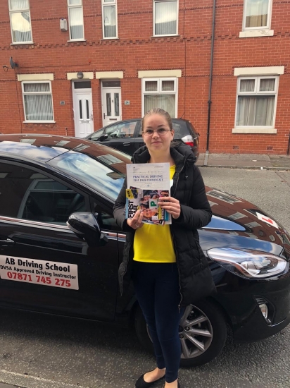 Congratulations to Roosje for passing her practical test on 19/10/18 at Cheetham Hill.  Well done.