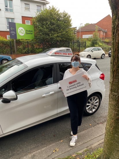 Well done to Shannon for passing her test first time at Cheetham Hill on 22/9/20.