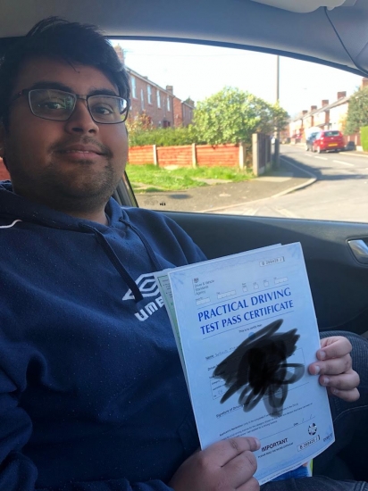 Well done to Wahid for passing his practical test first time at Sale on the 25th March 2019.