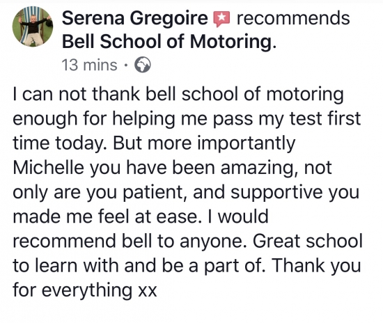Another happy pupil and great review for instructor Michelle