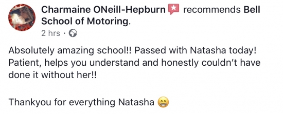 Another FANTASTIC review for instructor Natasha