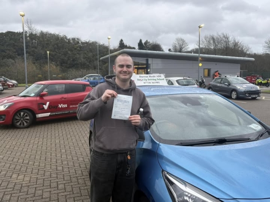 Where do I begin? This is most most heartfelt congratulations to date! Well done Joe Trail on passing your test on this dark and damp morning. You so very richly deserve this after working so hard. Today you smashed it with just 3 minors!!!!<br />
I want to thankyou personally as this has been an incredible journey for both of us. You were my first ever pupil unsupervised during my fledgling weeks as a