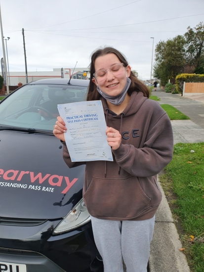I would highly reccommend Fred at Clearway Driving School for helping me to pass my test first time.  I felt very comfortable learning to drive with you Fred and you helped me build my confidence and knowledge by answering any questions I had.  YOu showed a lot of patience with me when I made any mistakes and you would show me how to correct it in a calm manner.  I can´t thank you enough.  P