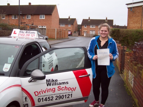 Congratulations to Hannah Baker of Gloucester who Passed her Practical Driving Test in Gloucester<br />
<br />
A very good drive throughout the Driving Test and a well deserved Pass<br />
<br />
Now itacute;s a more comfortable and safer journey to work in the mornings on that horrible road to Cheltenhamand now you get to arrive in nice dry clothesbonus<br />
<br />
Best Wishes for the future from Driving Instru