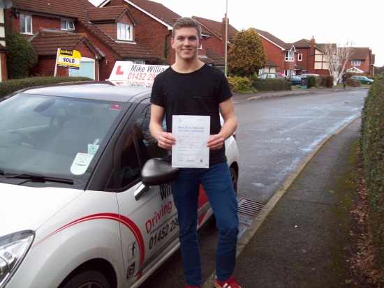 Congratulations to Sam Watson of Gloucester who passed his Practical Driving Test in Gloucester at the 1st attempt<br />
<br />
Very well done Sam no worries at all with your driving even on Test You did brilliantly getting only 2 driving faults and you were a bit annoyed with yourself for getting those That was a great performance<br />
<br />
Once again many congratulations from driving instructor Mike at Mi
